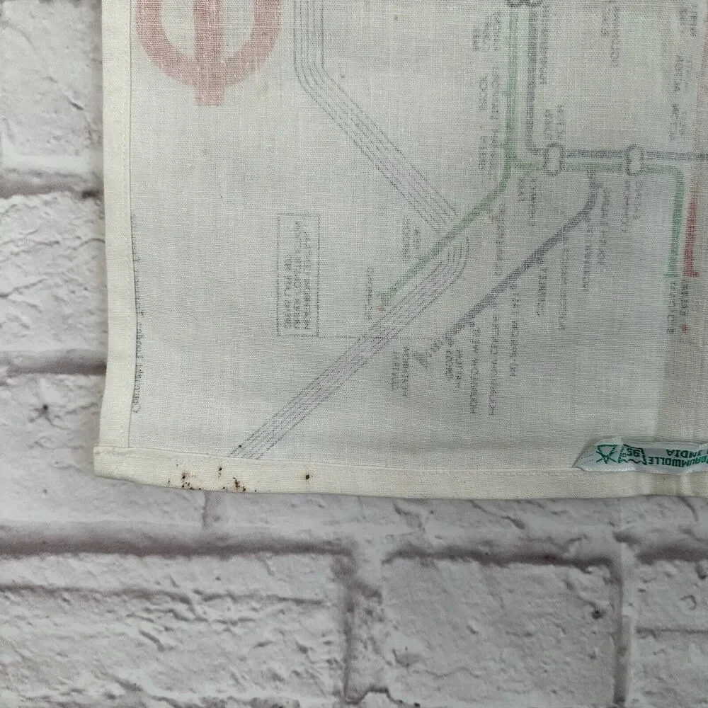 Vintage London Underground Transport Souvenir Tea Towel Tapestry Map Wall Hang
